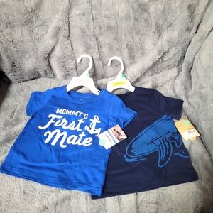 Carter's two short sleeved, marine themed t-shirts in 18 months